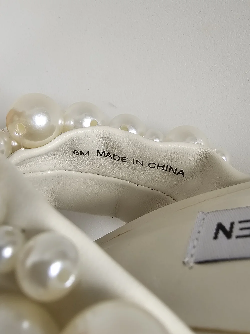 Steve Madden Ivory Pearl-Embellished High Heel Mules